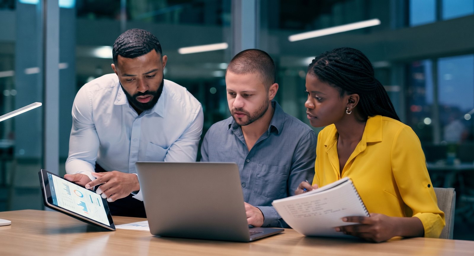 A diverse enterprise technology team collaborating around data and software systems